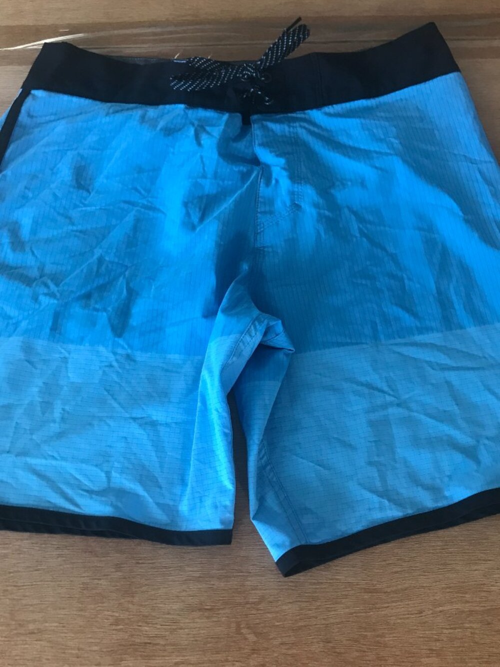 Quicksilver Highline Board Swim Shorts Men 31 Blue Striped Pocket Tie Waist